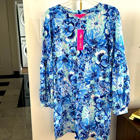 NWT Lilly Pulitzer Bartlett Dress in Coastal Blue Catch and Keep. Size Small - Picture 1 of 4